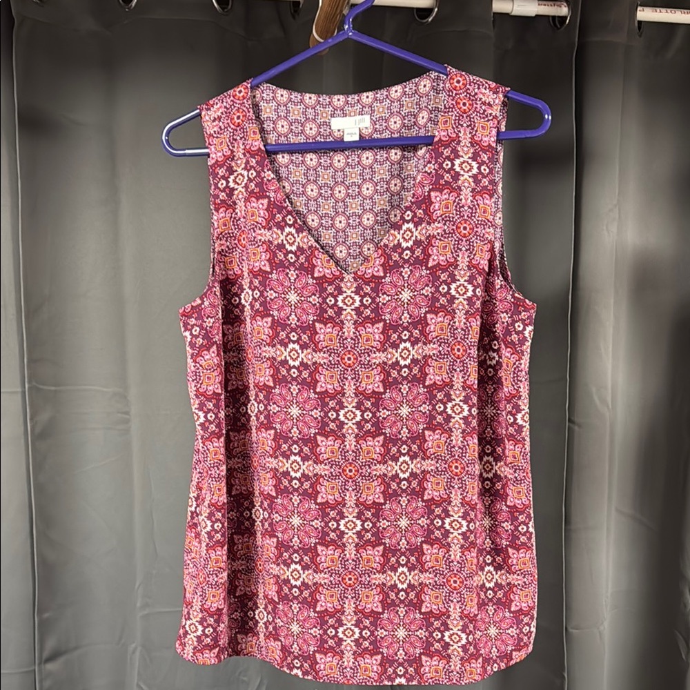 J. Jill Pink and White Sleeveless Tank Top